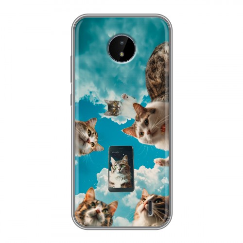Полупрозрачный дизайнерский пластиковый чехол для Nokia C20 котики