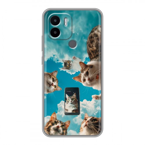 Полупрозрачный дизайнерский силиконовый чехол для Xiaomi Redmi A1 Plus котики
