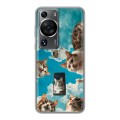 Полупрозрачный дизайнерский пластиковый чехол для Huawei P60 котики