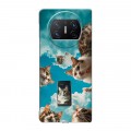 Полупрозрачный дизайнерский пластиковый чехол для Huawei Mate X3 котики