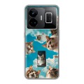 Полупрозрачный дизайнерский силиконовый с усиленными углами чехол для Realme GT3 котики