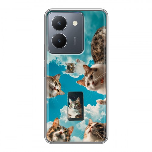 Полупрозрачный дизайнерский силиконовый чехол для Vivo Y36 котики