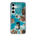 Полупрозрачный дизайнерский силиконовый чехол для Samsung Galaxy S24 котики