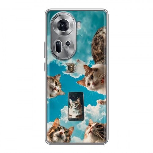 Полупрозрачный дизайнерский силиконовый чехол для OPPO Reno 11 котики