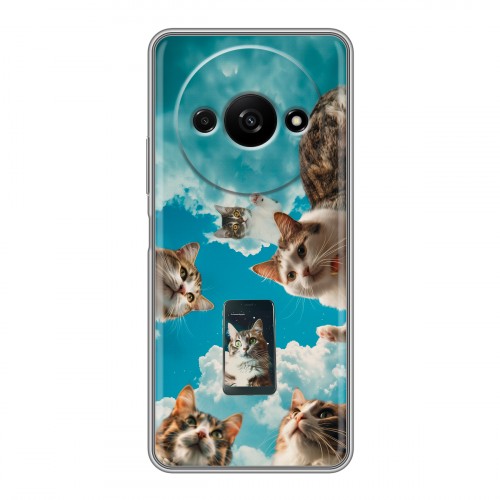 Полупрозрачный дизайнерский силиконовый чехол для Xiaomi RedMi A3 котики