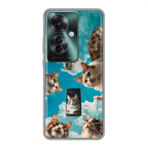 Полупрозрачный дизайнерский силиконовый чехол для Oppo Reno 11F котики
