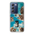 Полупрозрачный дизайнерский силиконовый чехол для Vivo V30 Lite котики