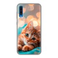 Полупрозрачный дизайнерский силиконовый чехол для Samsung Galaxy A50 котик