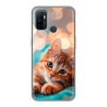 Полупрозрачный дизайнерский силиконовый с усиленными углами чехол для OPPO A53 котик