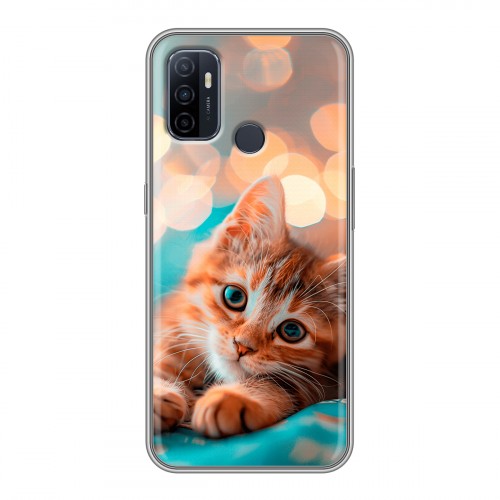 Полупрозрачный дизайнерский силиконовый с усиленными углами чехол для OPPO A53 котик