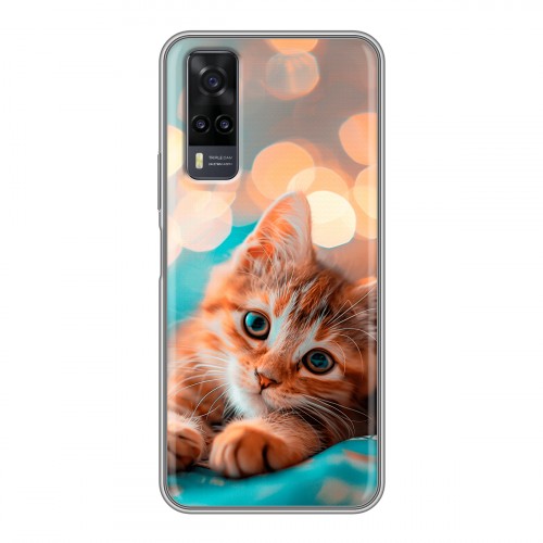 Полупрозрачный дизайнерский силиконовый чехол для Vivo Y31 котик