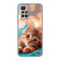 Полупрозрачный дизайнерский силиконовый с усиленными углами чехол для Xiaomi Redmi 10 котик