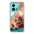 Полупрозрачный дизайнерский силиконовый чехол для Vivo V25 котик