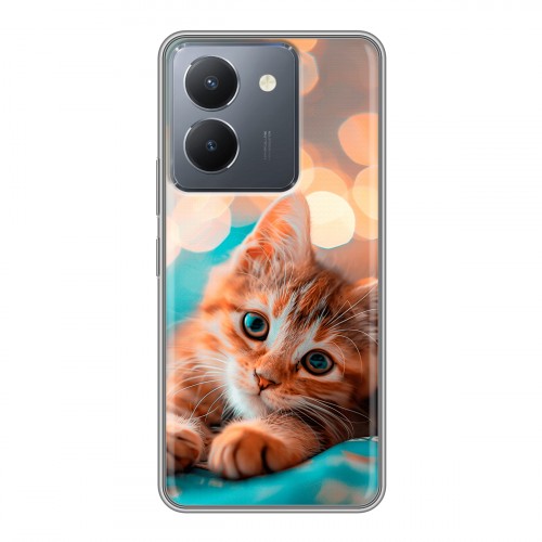Полупрозрачный дизайнерский пластиковый чехол для Vivo Y36 котик