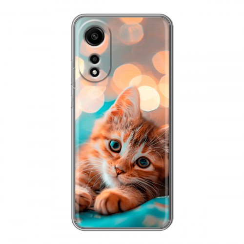 Полупрозрачный дизайнерский силиконовый чехол для OPPO A78 4G котик