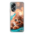 Полупрозрачный дизайнерский силиконовый чехол для OPPO A58 4G котик