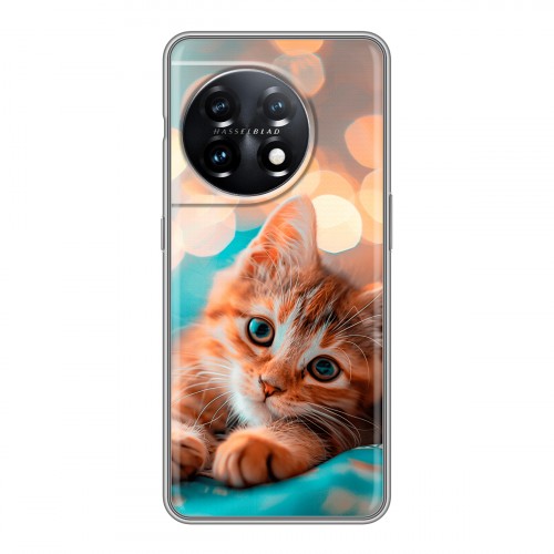 Полупрозрачный дизайнерский силиконовый чехол для OnePlus 11 котик