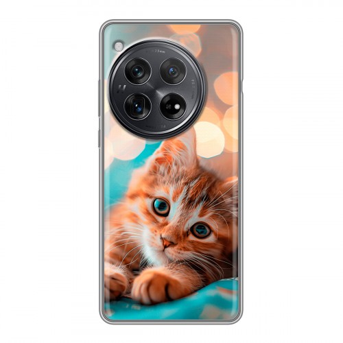 Полупрозрачный дизайнерский силиконовый чехол для OnePlus 12 котик