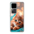 Полупрозрачный дизайнерский силиконовый чехол для Vivo V30 5G котик