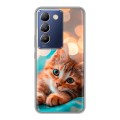 Полупрозрачный дизайнерский силиконовый чехол для Vivo V30 Lite котик