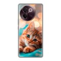 Полупрозрачный дизайнерский силиконовый чехол для Vivo V30e котик