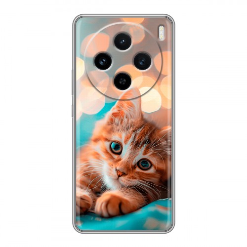 Полупрозрачный дизайнерский силиконовый чехол для Vivo X100 котик