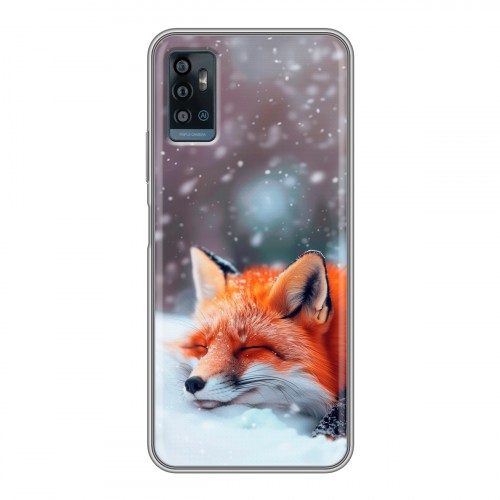 Полупрозрачный дизайнерский силиконовый чехол для ZTE Blade A71 лиса
