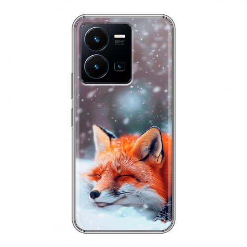 Полупрозрачный дизайнерский силиконовый с усиленными углами чехол для Vivo Y35 лиса