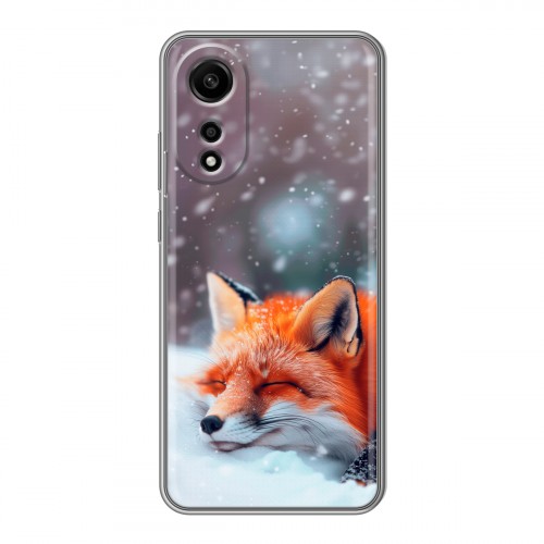 Полупрозрачный дизайнерский силиконовый чехол для OPPO A78 4G лиса