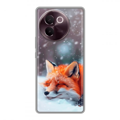 Полупрозрачный дизайнерский силиконовый чехол для Vivo V30e лиса
