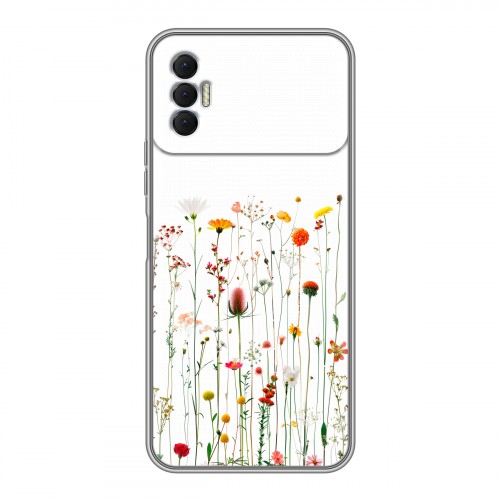 Полупрозрачный дизайнерский силиконовый чехол для Tecno Spark 8P цветы