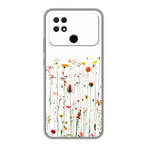Полупрозрачный дизайнерский силиконовый чехол для Xiaomi Poco C40 цветы