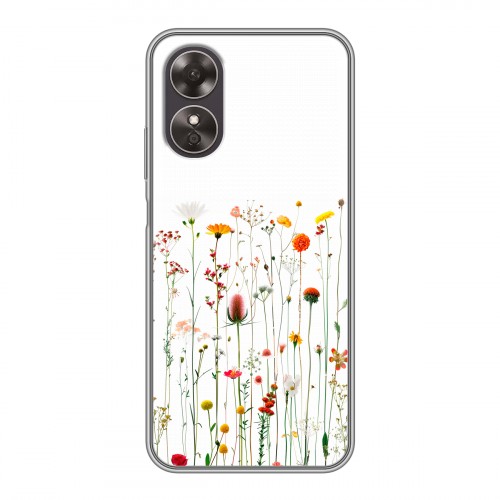 Полупрозрачный дизайнерский пластиковый чехол для OPPO A17 цветы