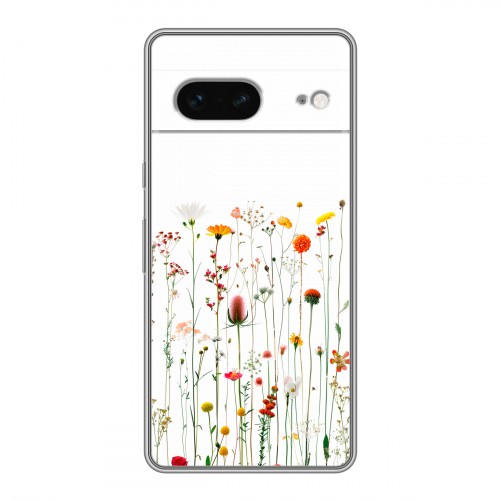 Полупрозрачный дизайнерский пластиковый чехол для Google Pixel 7 цветы