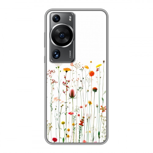Полупрозрачный дизайнерский силиконовый чехол для Huawei P60 цветы