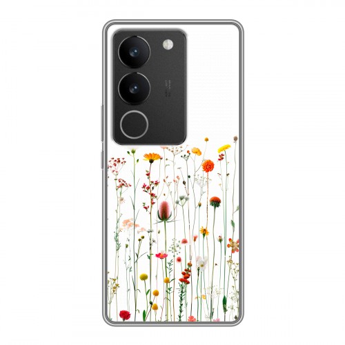 Полупрозрачный дизайнерский силиконовый чехол для Vivo S17 цветы
