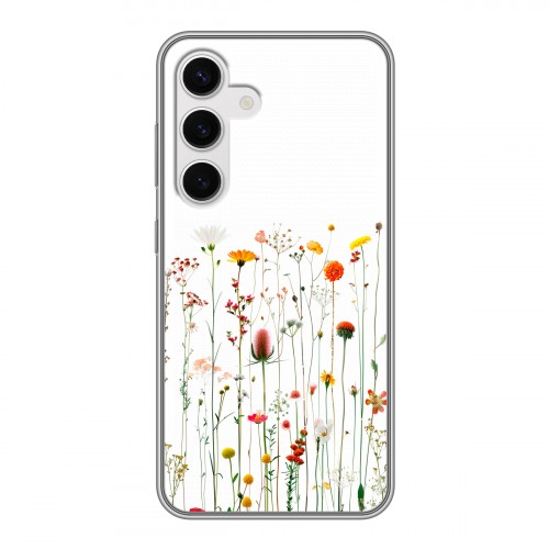 Полупрозрачный дизайнерский силиконовый чехол для Samsung Galaxy S24 цветы