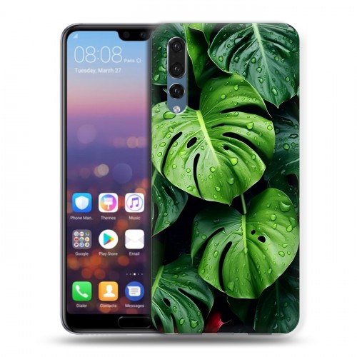 Дизайнерский силиконовый с усиленными углами чехол для Huawei P20 Pro Листья