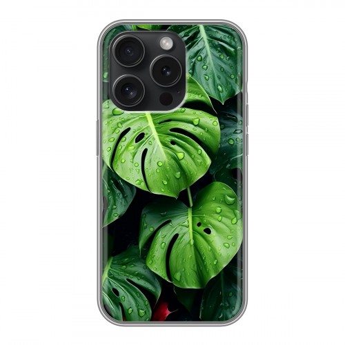 Дизайнерский силиконовый чехол для Iphone 15 Pro Листья