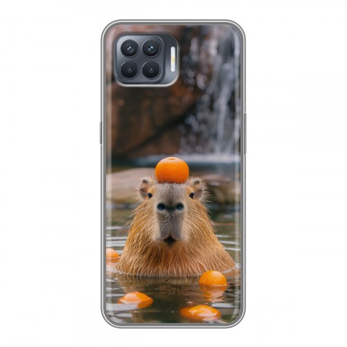 Дизайнерский силиконовый чехол для OPPO Reno4 Lite Капибара с апельсином