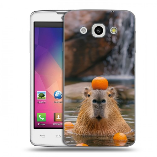 Дизайнерский пластиковый чехол для LG L60 Капибара с апельсином
