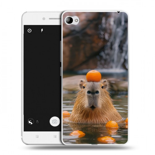 Дизайнерский пластиковый чехол для Lenovo S90 Капибара с апельсином
