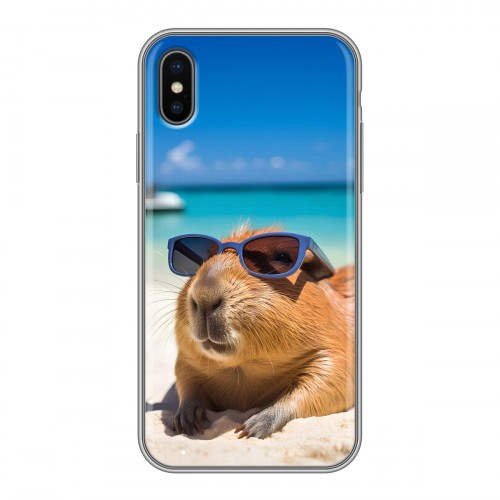 Дизайнерский силиконовый чехол для Iphone x10 Капибара