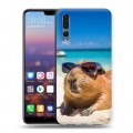 Дизайнерский силиконовый с усиленными углами чехол для Huawei P20 Pro Капибара