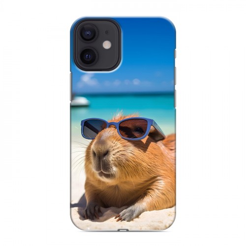 Дизайнерский силиконовый с усиленными углами чехол для Iphone 12 Mini Капибара