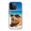Дизайнерский силиконовый чехол для Iphone 14 Pro Капибара