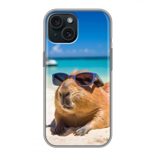 Дизайнерский силиконовый чехол для Iphone 15 Капибара
