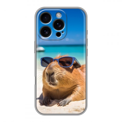 Дизайнерский силиконовый чехол для Iphone 16 Pro Капибара