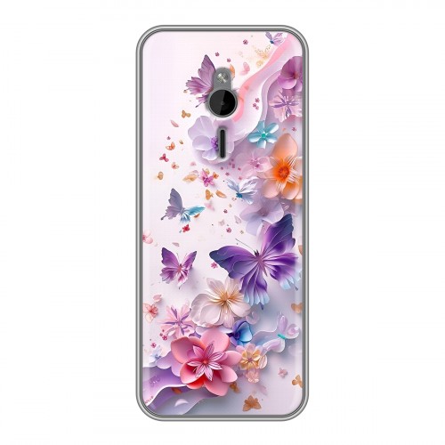 Дизайнерский силиконовый чехол для Nokia 230 цветы бабочки