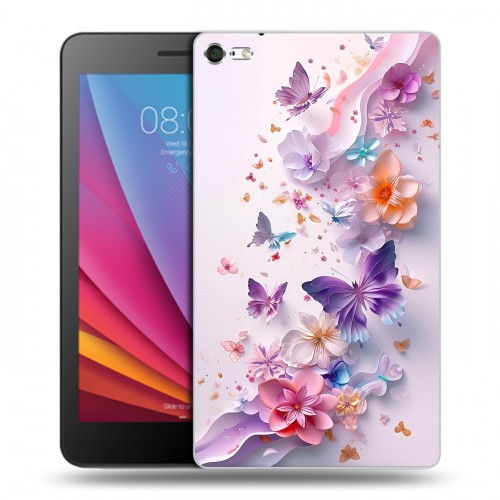 Дизайнерский силиконовый чехол для Huawei MediaPad T2 7.0 Pro цветы бабочки